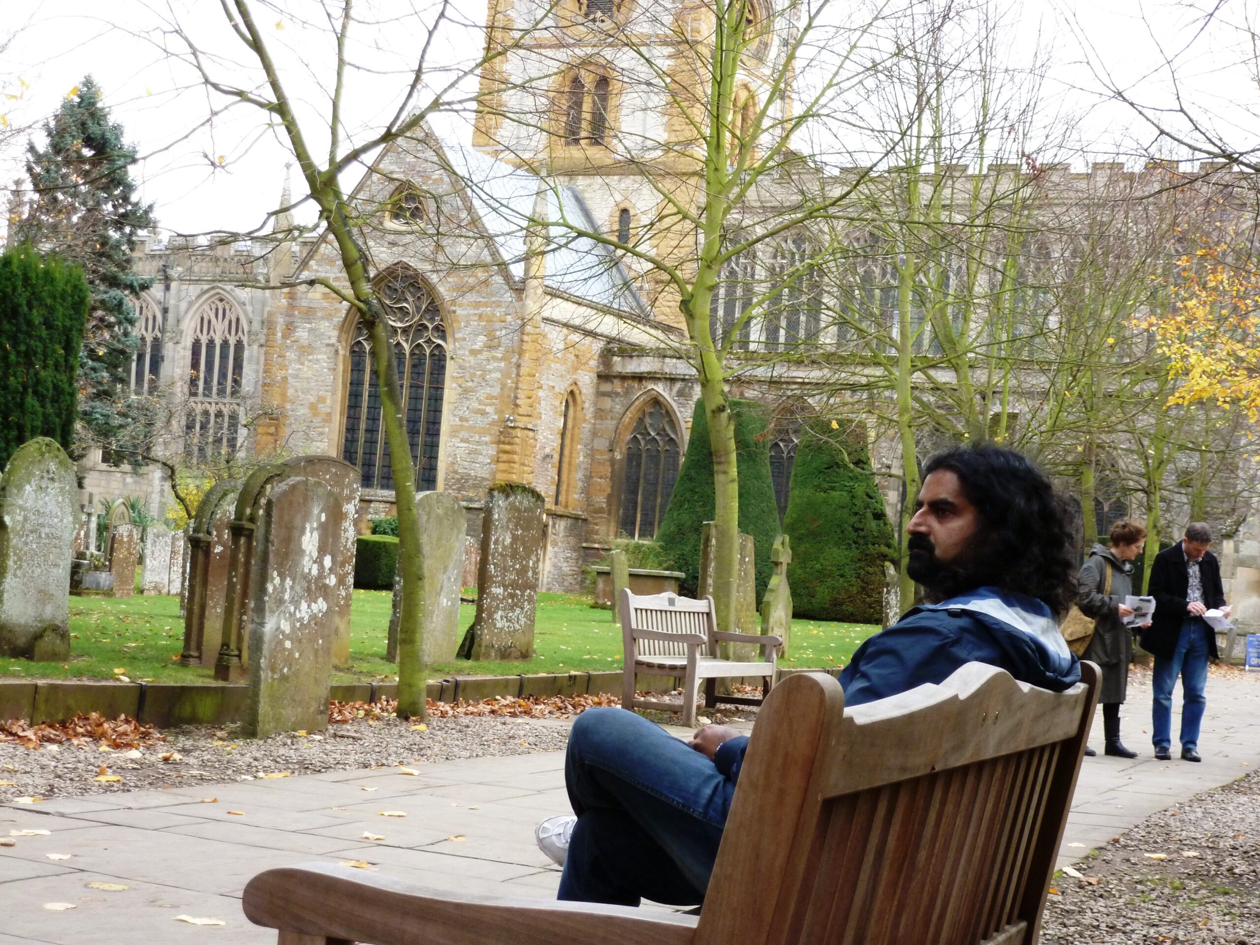 Mohanji outside Shakespeare's Burial Place.