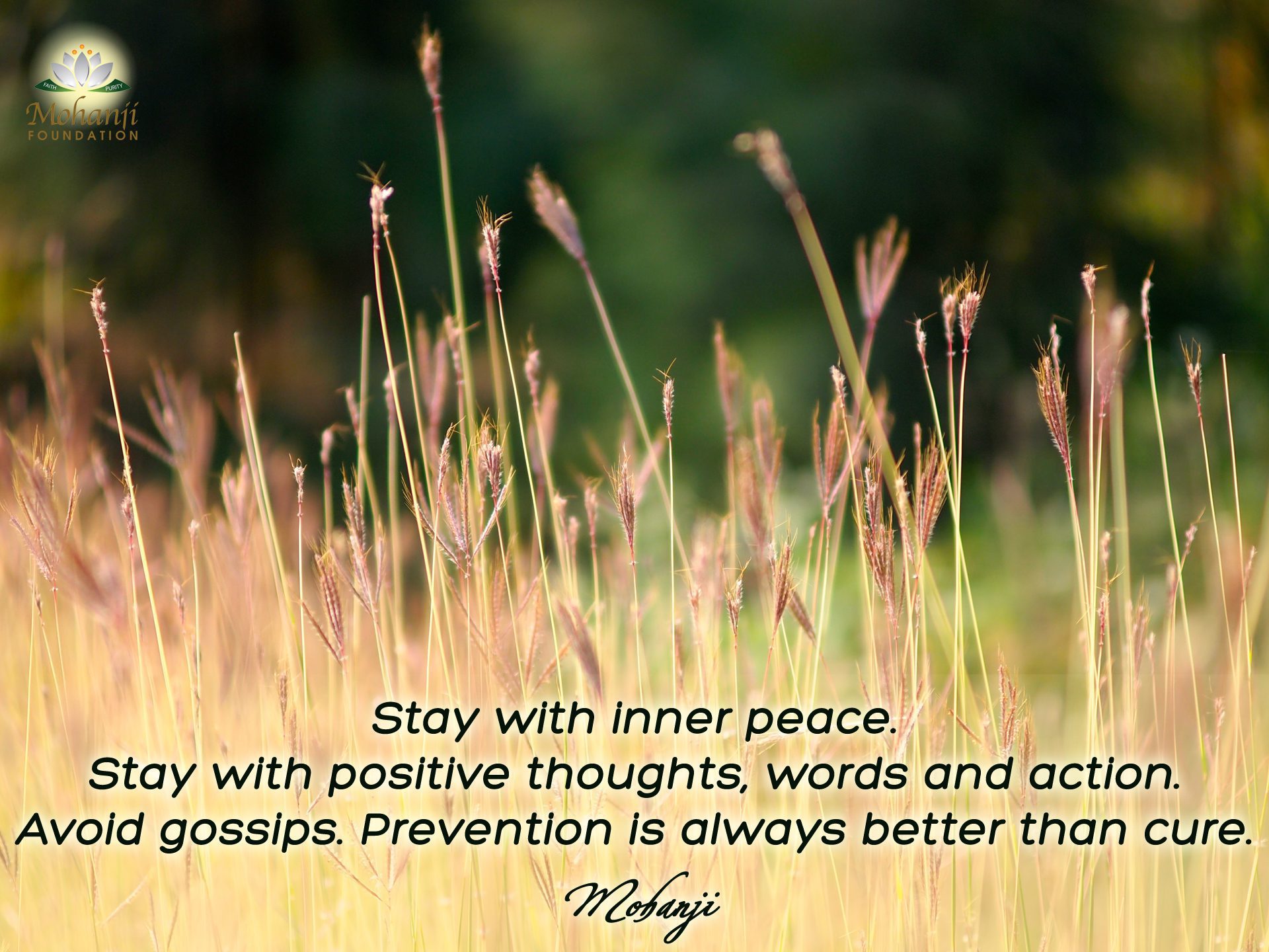 Mohanji quote - Stay with inner peace