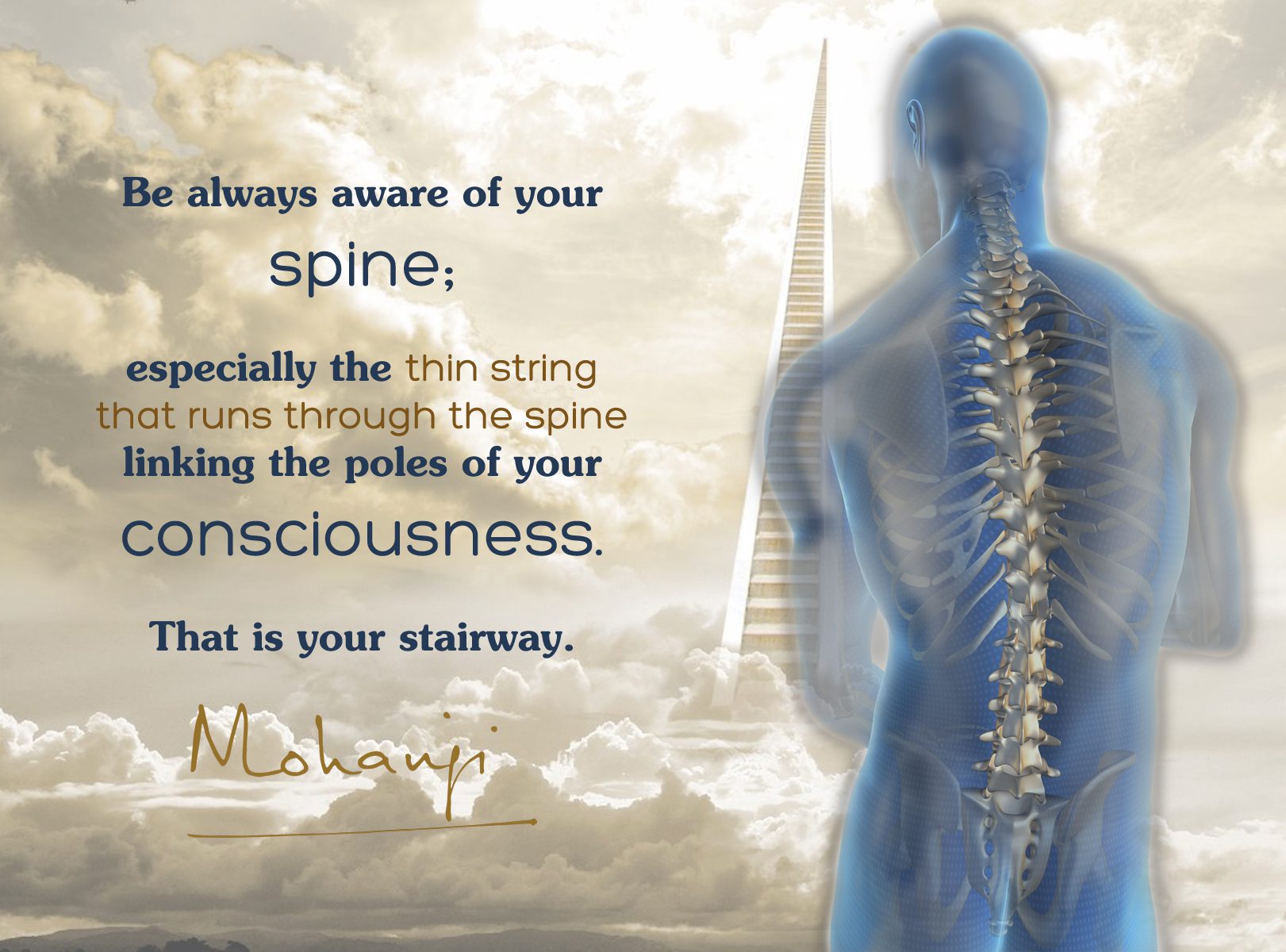 Mohanji quote - be always aware of your spine